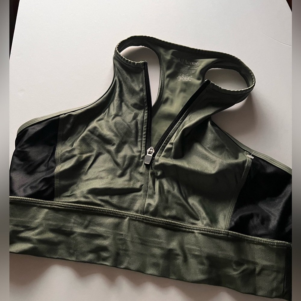 All Access Zip Front Shine Sports Bra Top Size M - Picture 6 of 9